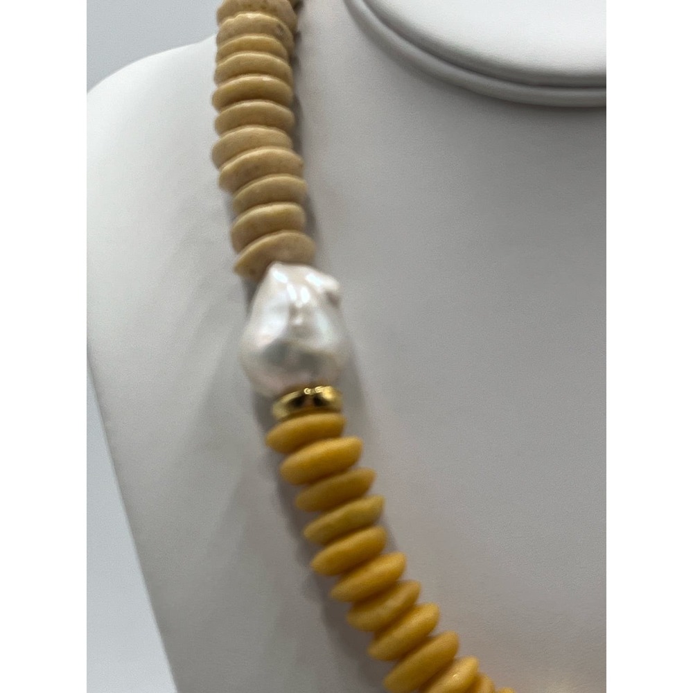 Lizzie Fortunato Signed Designer Tavira Yellow Ombre Baroque Pearl Necklace - Picture 3 of 15